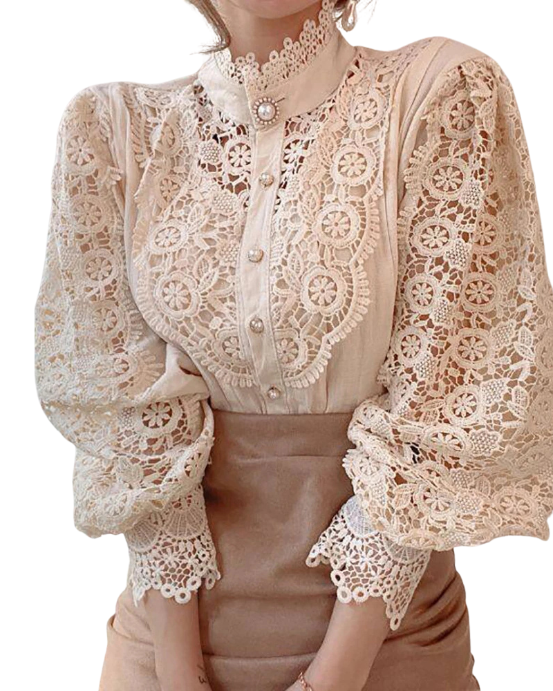 Celeste | Romantic Lace Button-Front Blouse