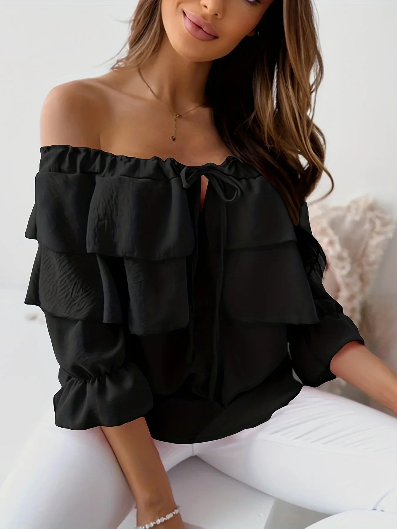 Ophelia | Romantic Off Shoulder Tiered Ruffle Top