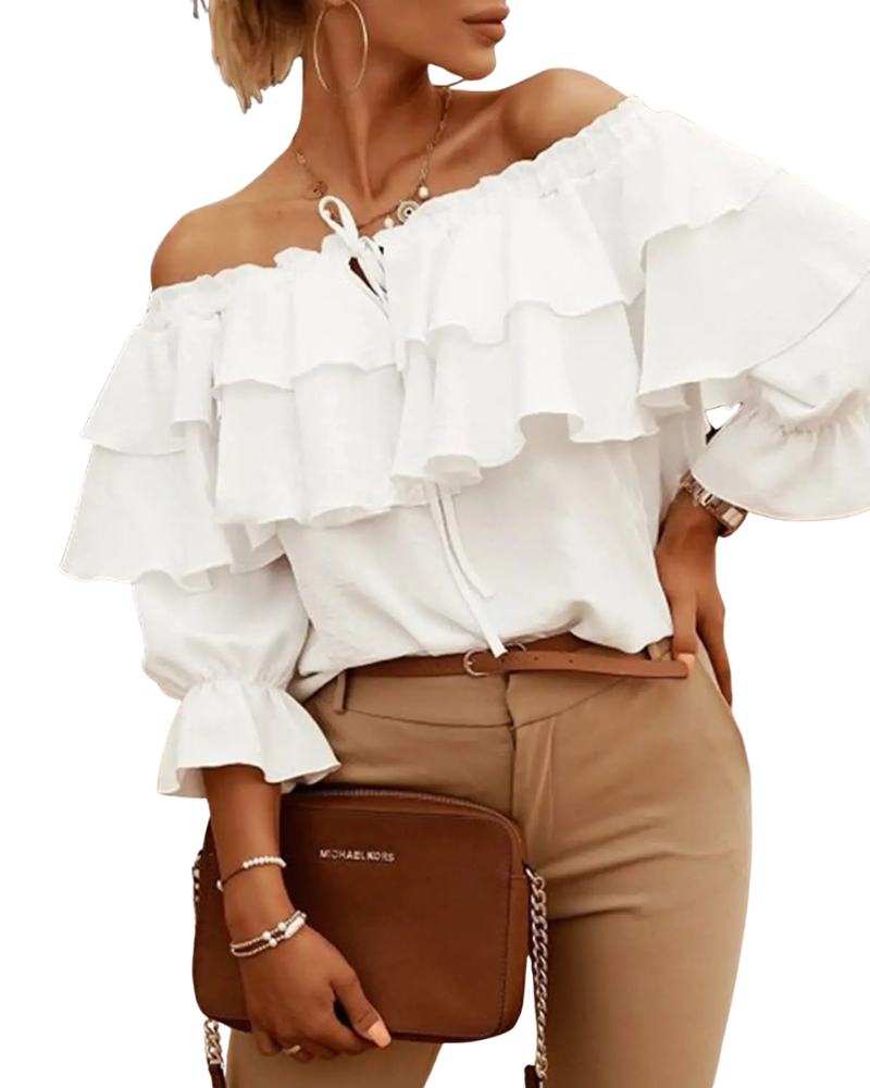 Ophelia | Romantic Off Shoulder Tiered Ruffle Top
